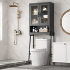 Mobiletto da bagno salvaspazio con ante in vetro temperato - 9.4P x 23.6L x 66.5A