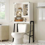 Mobiletto da bagno salvaspazio con ante in vetro temperato - 9.4P x 23.6L x 66.5A