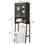 Mobiletto da bagno salvaspazio con ante in vetro temperato - 9.4P x 23.6L x 66.5A
