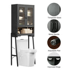 Mobiletto da bagno salvaspazio con ante in vetro temperato - 9.4P x 23.6L x 66.5A