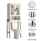 Mobiletto da bagno salvaspazio con ante in vetro temperato - 9.4P x 23.6L x 66.5A