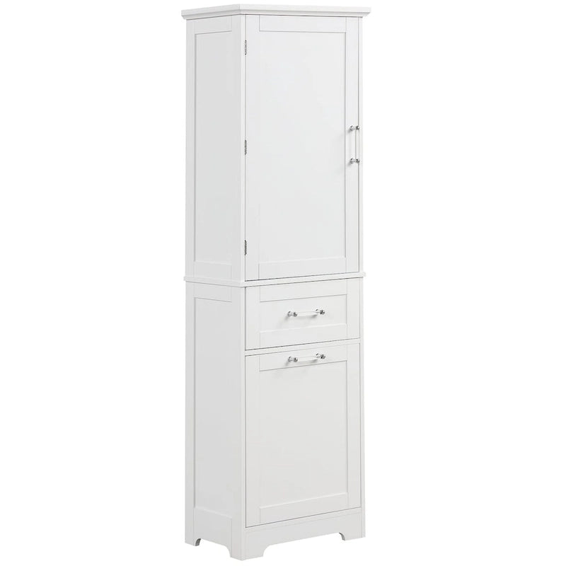 Mobile bagno alto 68 cm in legno bianco a 1 anta con cassetti e ripiano regolabile