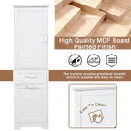 Mobile bagno alto 68 cm in legno bianco a 1 anta con cassetti e ripiano regolabile