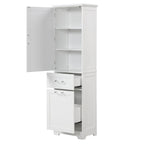 Mobile bagno alto 68 cm in legno bianco a 1 anta con cassetti e ripiano regolabile
