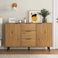 Madia Buffet, Mobile Bar Caffè, Mobiletto da 120 cm con 3 Cassetti e 2 Ante, Credenza da Cucina Naturale