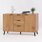 Madia Buffet, Mobile Bar Caffè, Mobiletto da 120 cm con 3 Cassetti e 2 Ante, Credenza da Cucina Naturale