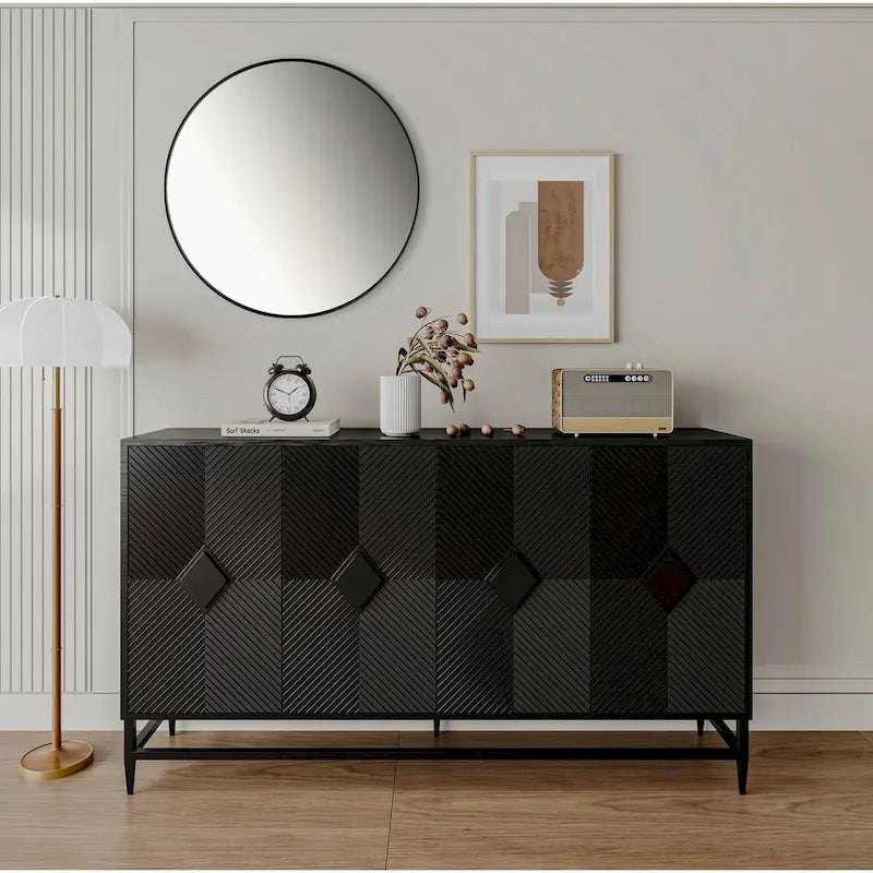 Mobile Credenza con Buffet a 4 Ante in Legno Laccato Accent
