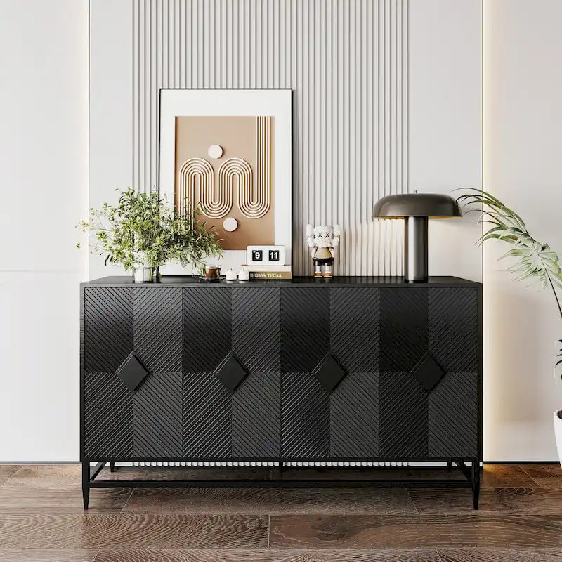 Mobile Credenza con Buffet a 4 Ante in Legno Laccato Accent